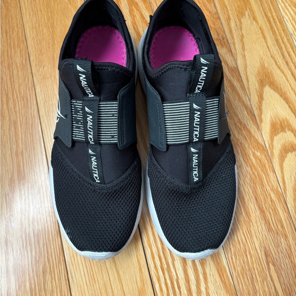 Nautica Women's Black Slip-On Sneakers with Pink Lining